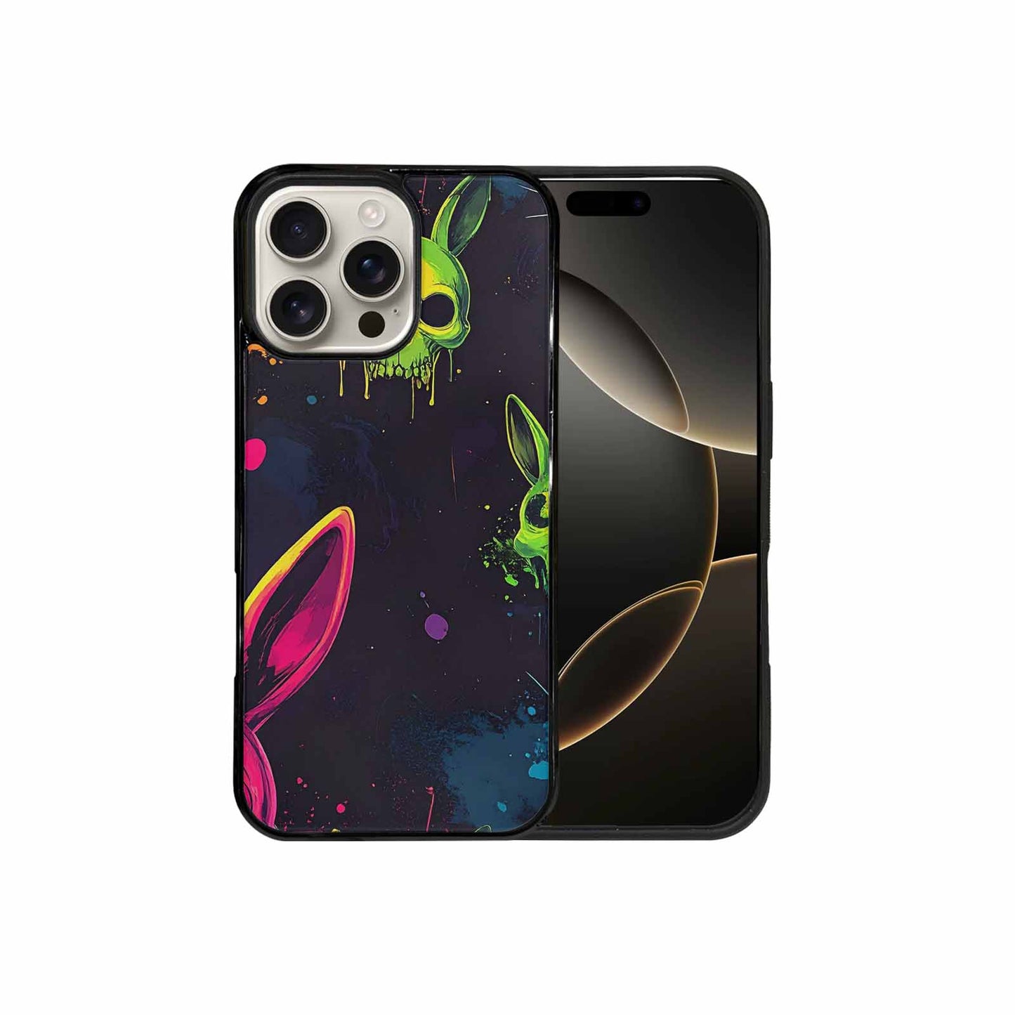 iPhone 16 Pro Max Case — Radioactive Ghost Bunny Skull Sm, Custom Designed Case Cover