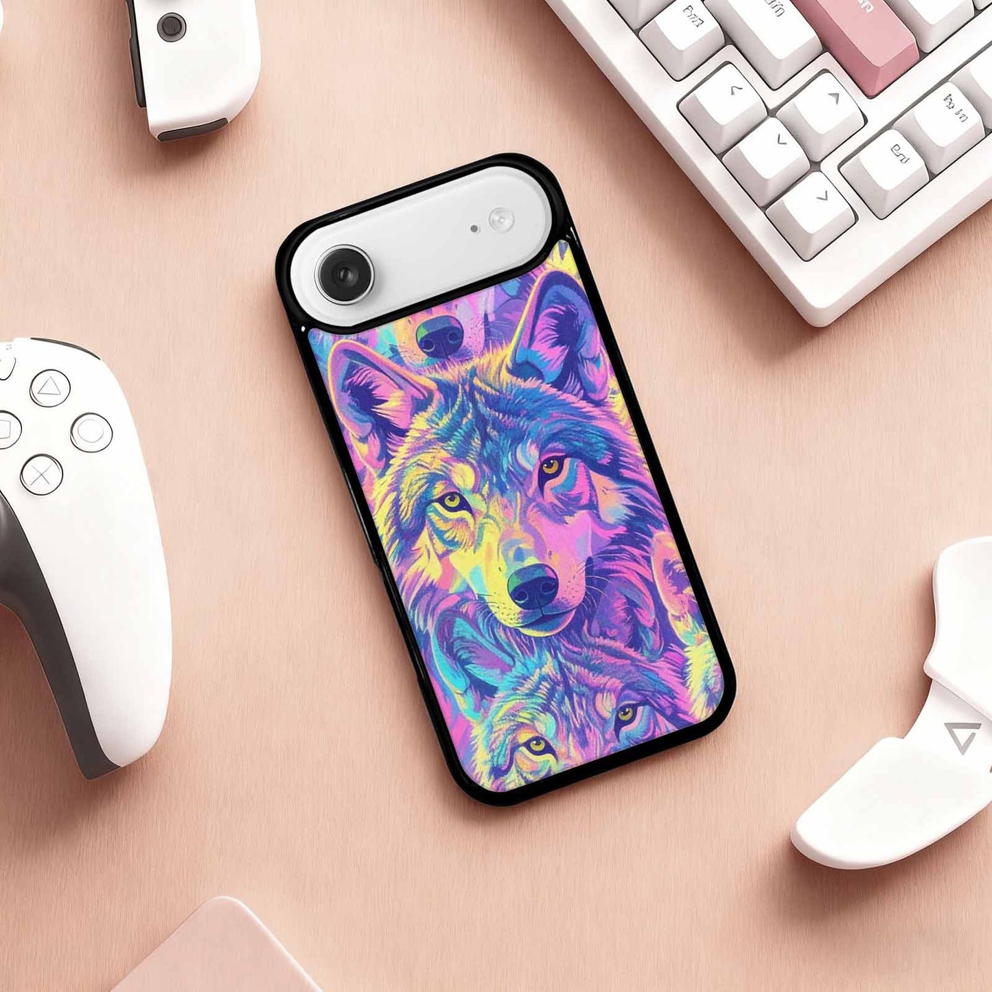 iPhone 17 Air Case — Neon Zebra Print Wolf Animal Print, Custom Designed Case Cover
