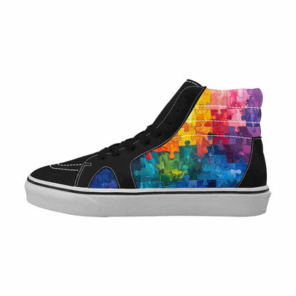 MEN'S Autism Puzzle Pieces High Top Canvas Vibrant Chaos Custom Sneakers
