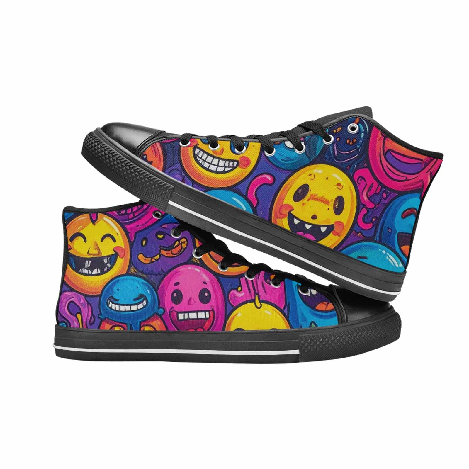 MEN'S Funny Looking Cartoon High Top Canvas Vibrant Chaos Custom Shoes