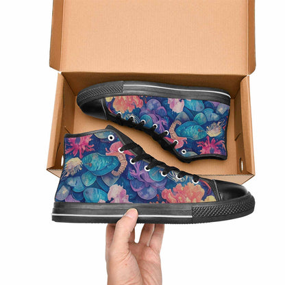 WOMEN'S Fish Scale Coral High Top Canvas Grunge Shoes