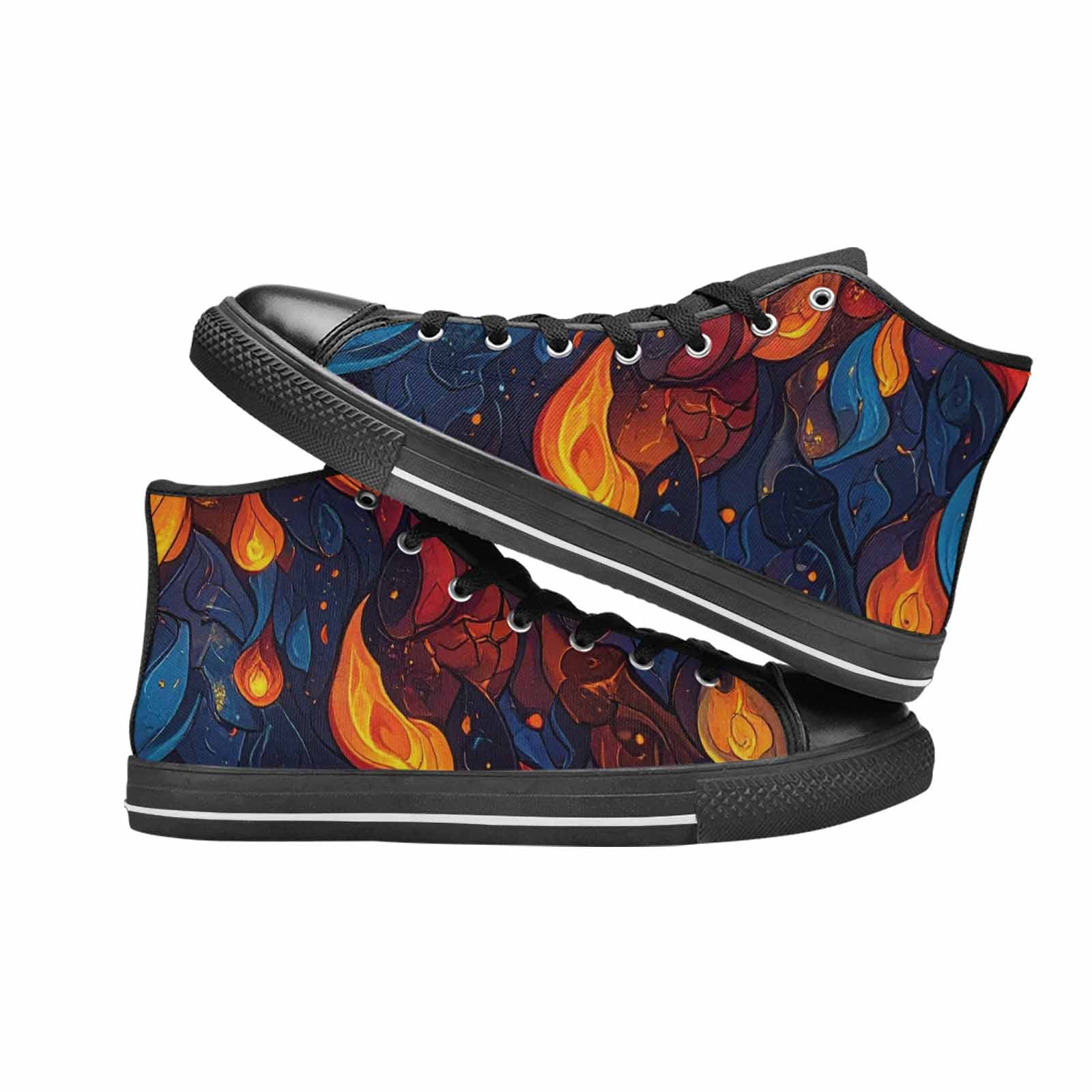 WOMEN'S Fire Flame High Top Canvas Y2K Custom Sneakers