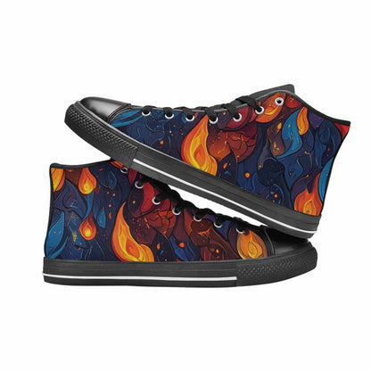 WOMEN'S Fire Flame High Top Canvas Y2K Custom Sneakers