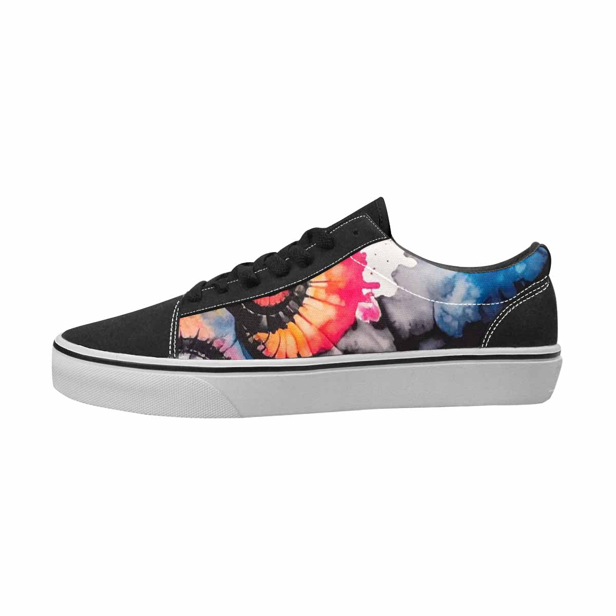 MEN'S Tie Dye Black & Pink Ink Canvas Artist-designed Dreamcore Custom Shoes