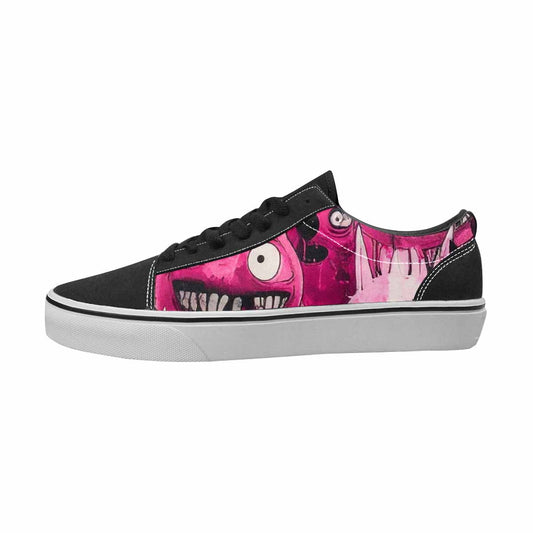 WOMEN'S Monsters Black & Pink Ink Canvas One Of A Kind Neon Fantasy Original Art Sneakers