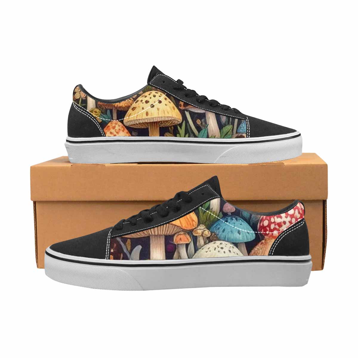 WOMEN'S Mushrooms Lace-Up Canvas Surreal Custom Shoes