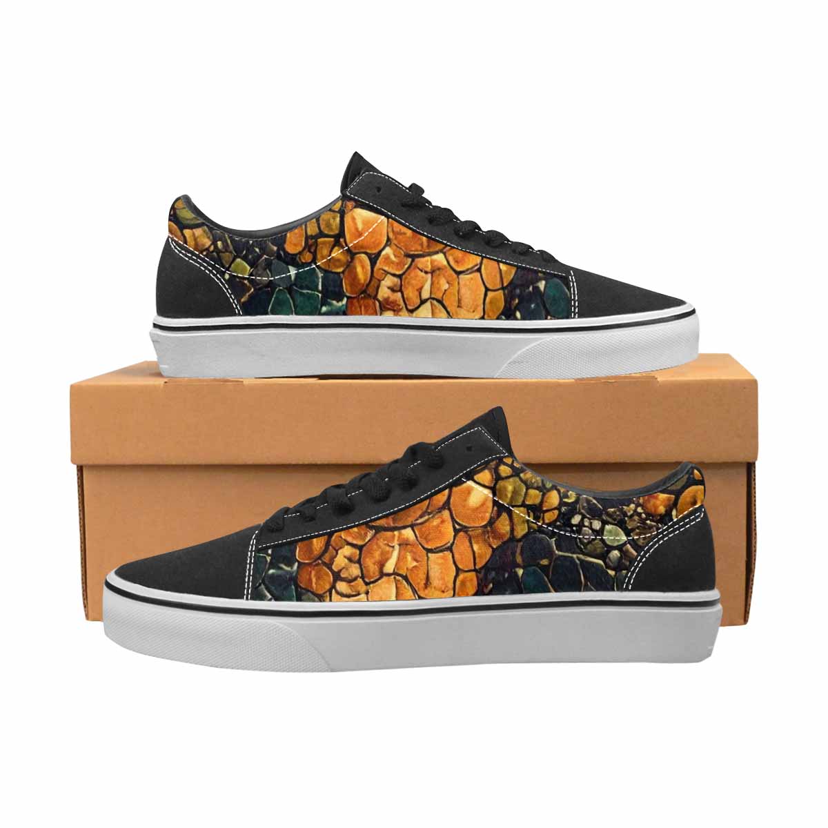 MEN'S Snake Skin Reptile Canvas Lace-Up Cottagecore Custom Shoes