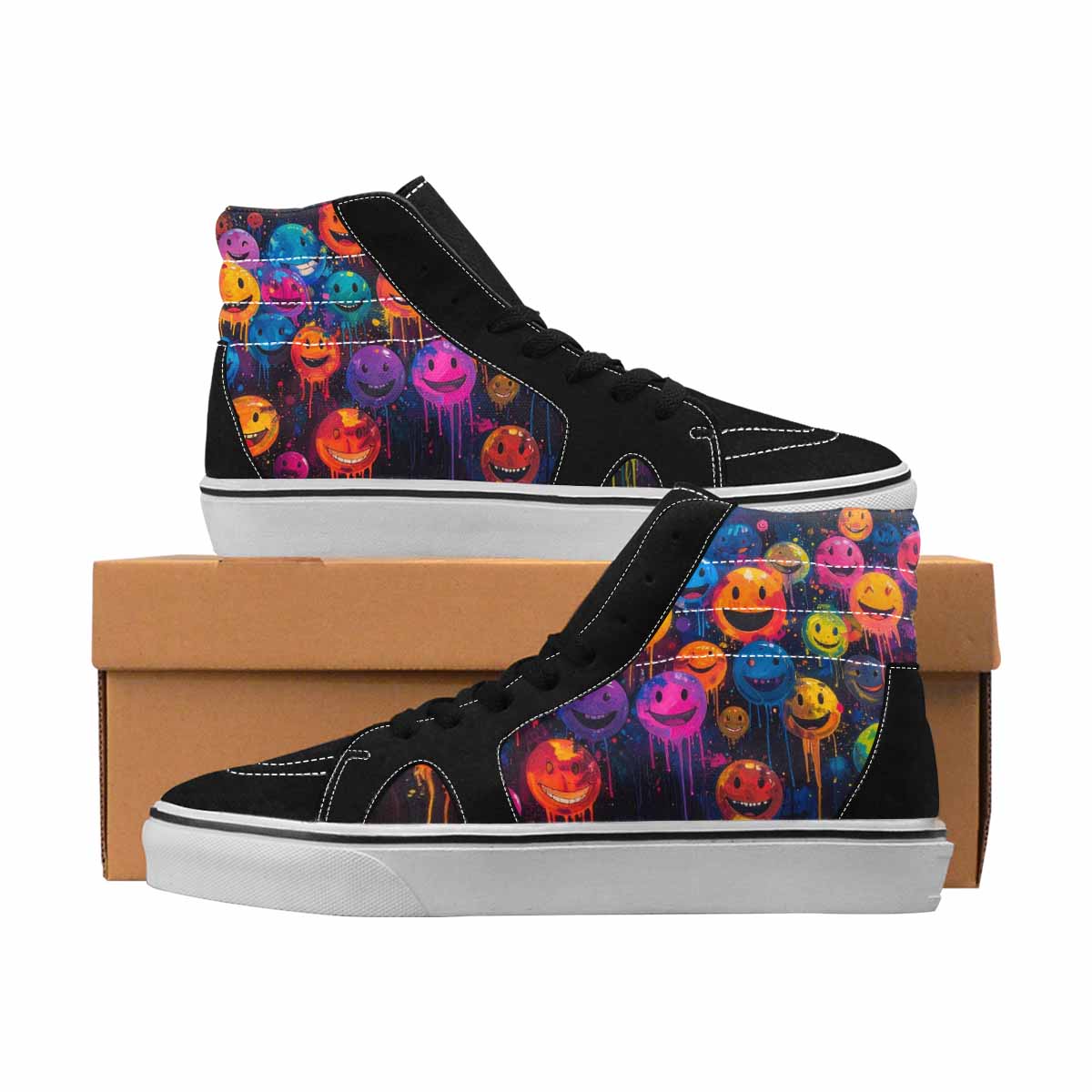 MEN'S Smiley Face High Top Canvas Original Design Aesthetic Shoes
