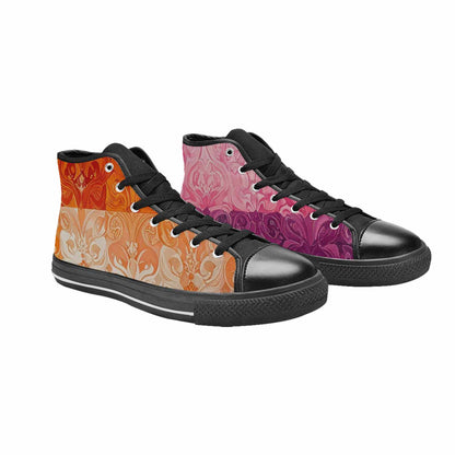 MEN'S Lesbian Flag Color High Top Canvas Grunge Sneakers