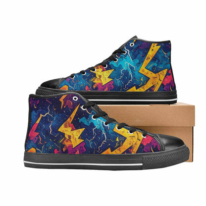 WOMEN'S Lightning Bolt High Top Canvas Vibrant Chaos Shoes