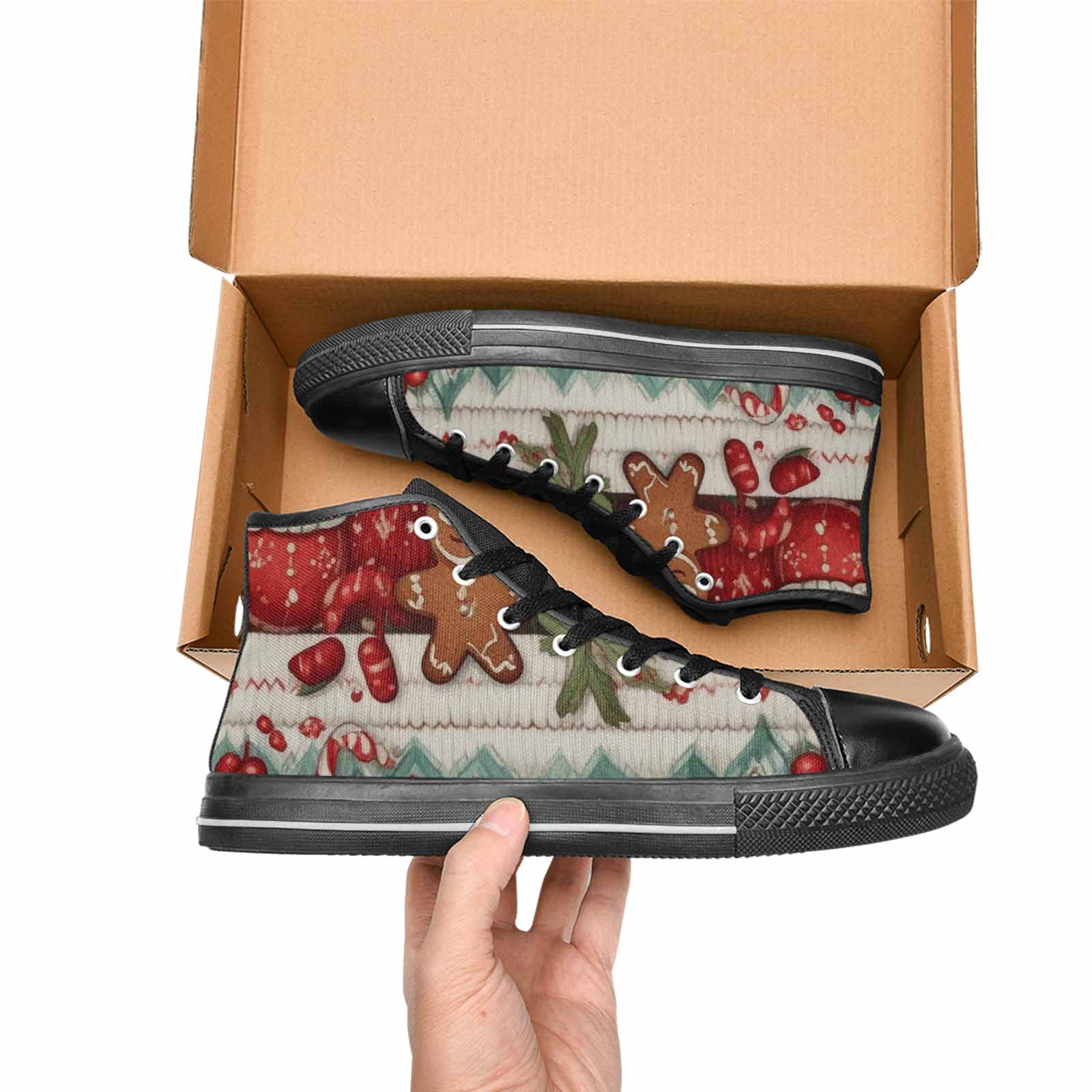 MEN'S Christmas Holly Snowflake High Top Canvas Dark Academia Sneakers