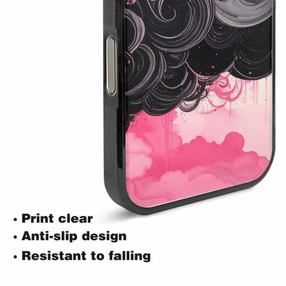 iPhone 15 Pro Max Case — Van Gogh Swirl Black Pink Ink, Customized Protective Case