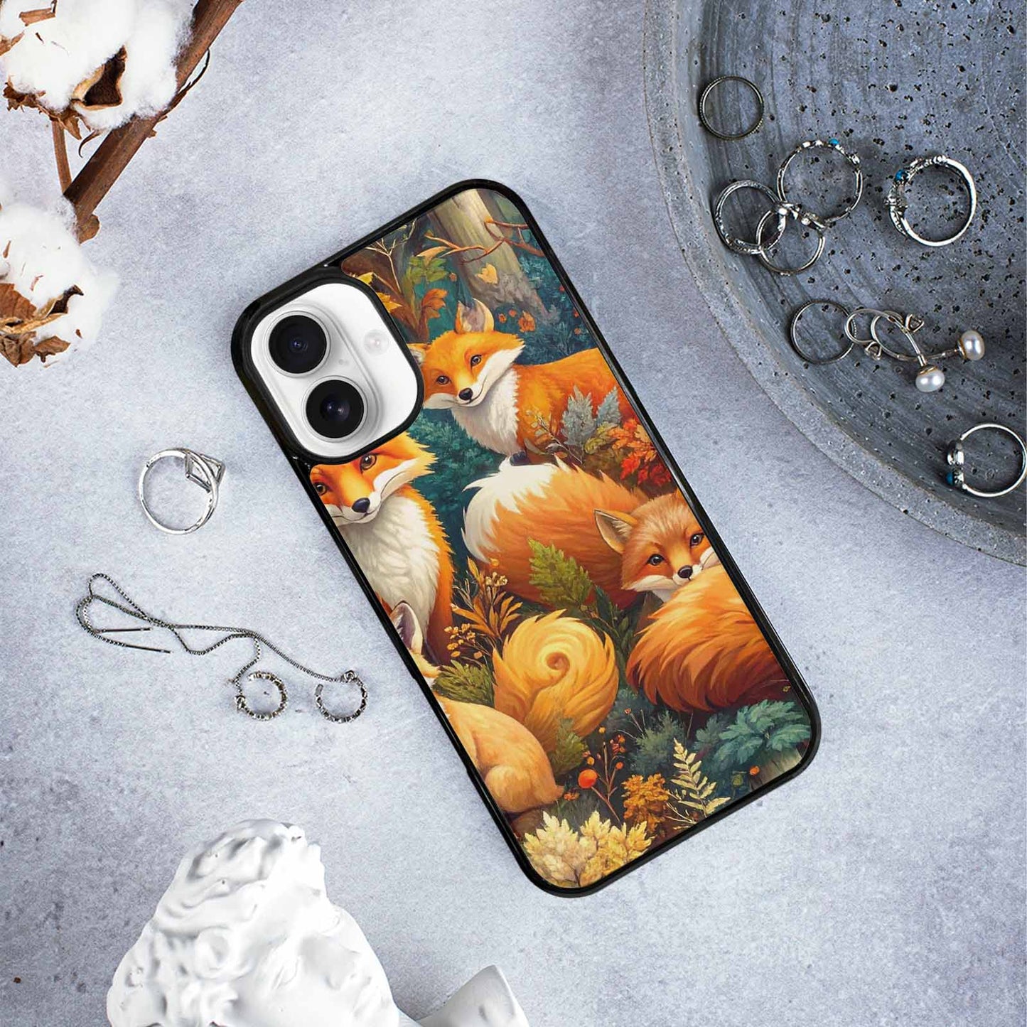 iPhone 16 Plus Case — Fox Forest Fox Forest Pattern Hundreds, Customized Protective Case