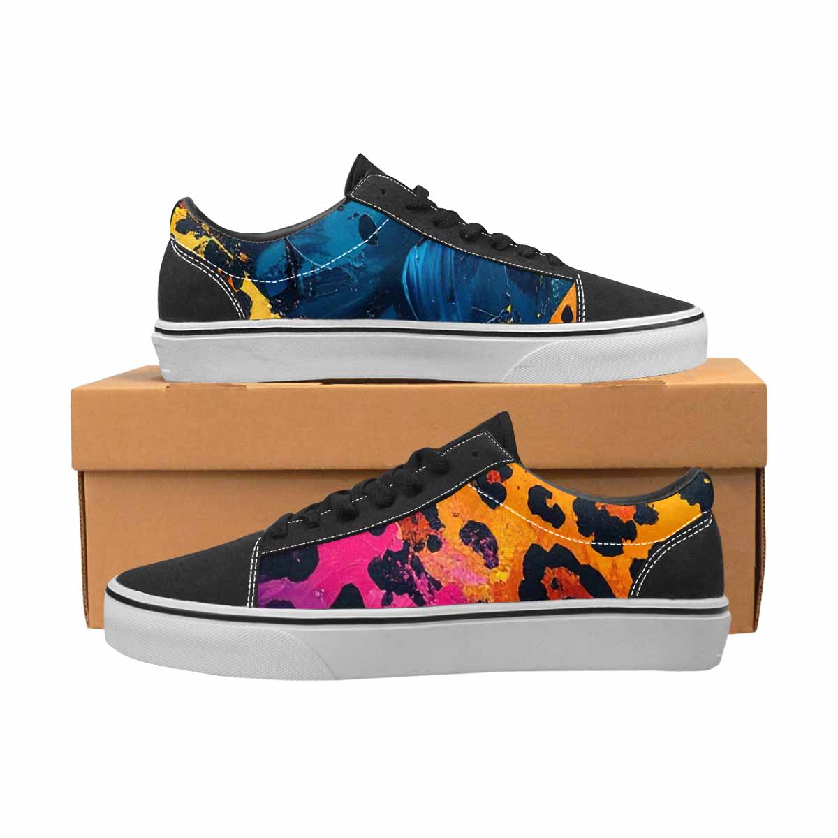 WOMEN'S Animal Print Lace-Up Canvas Vivid Custom Sneakers