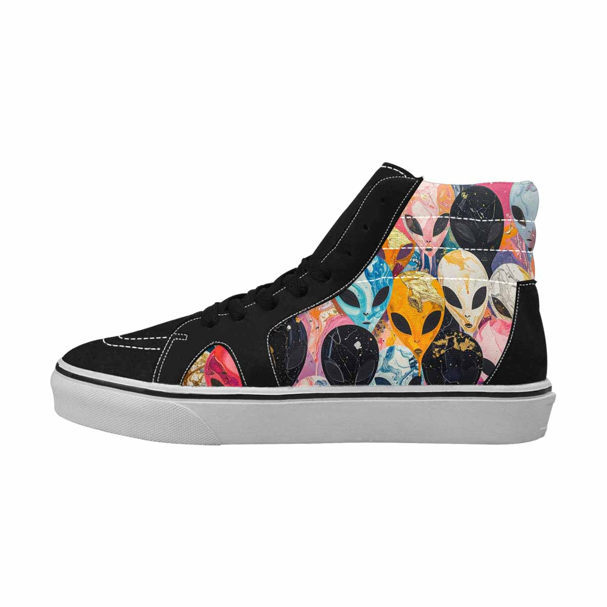 MEN'S Aliens  Marble Aliens High Top Canvas Dark Academia Custom Sneakers