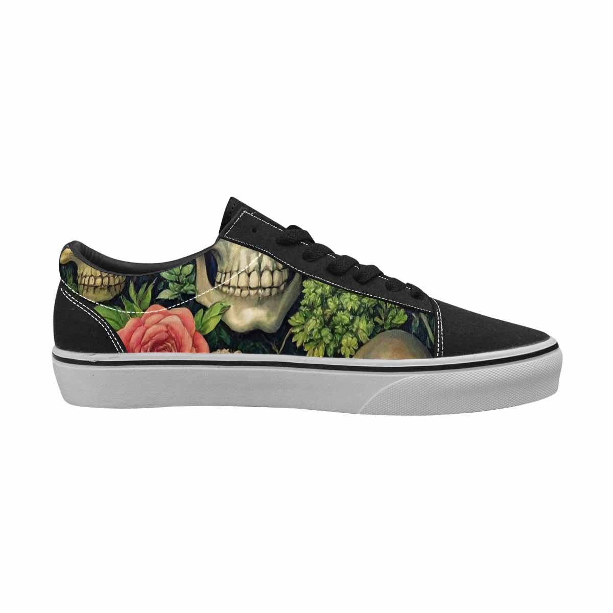 WOMEN'S Skulls  Botanical Skulls Lace-Up Canvas Vivid Custom Sneakers