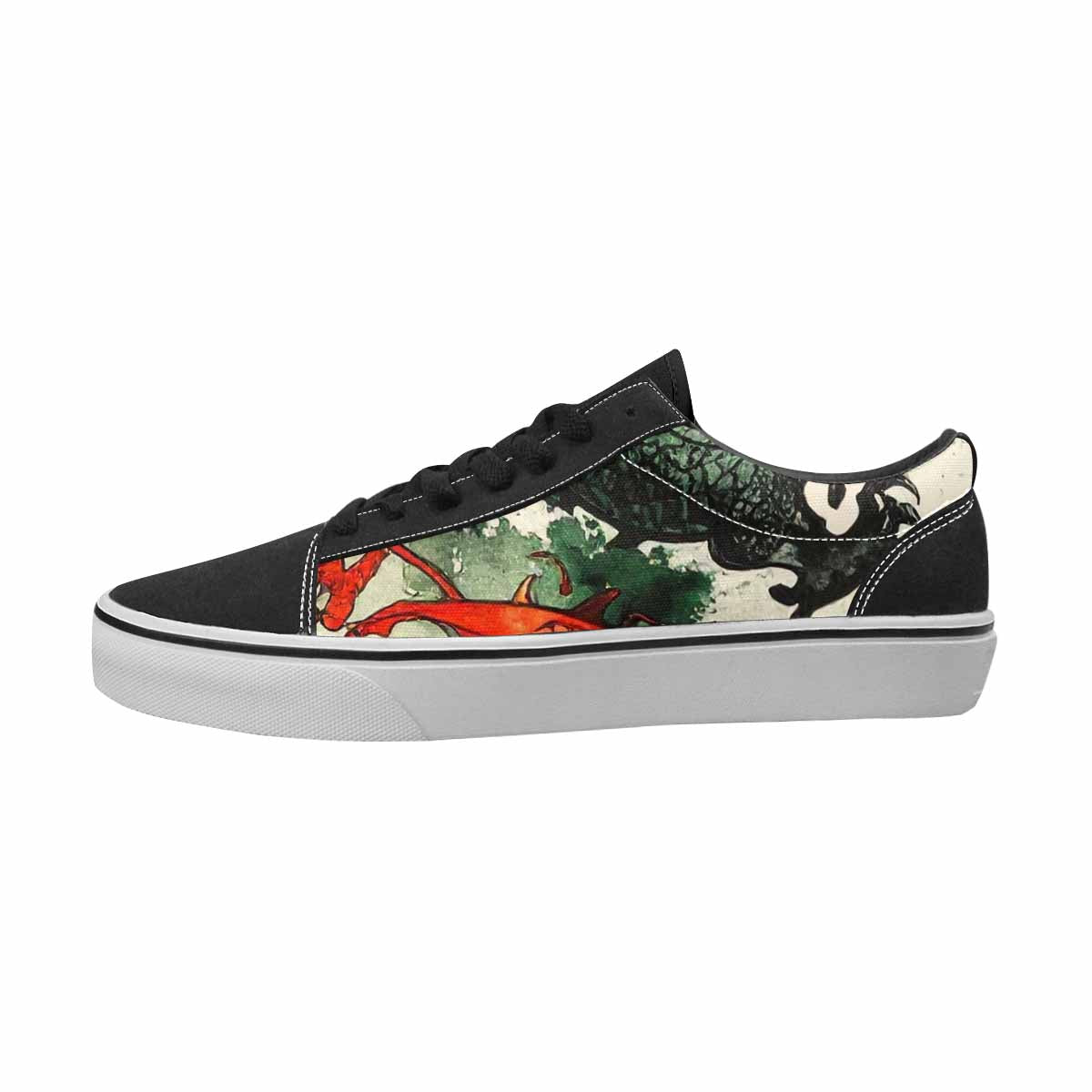 MEN'S Dragons Black & Green Ink Canvas Graphic Print Wallpaper Art Custom Printed Shoes