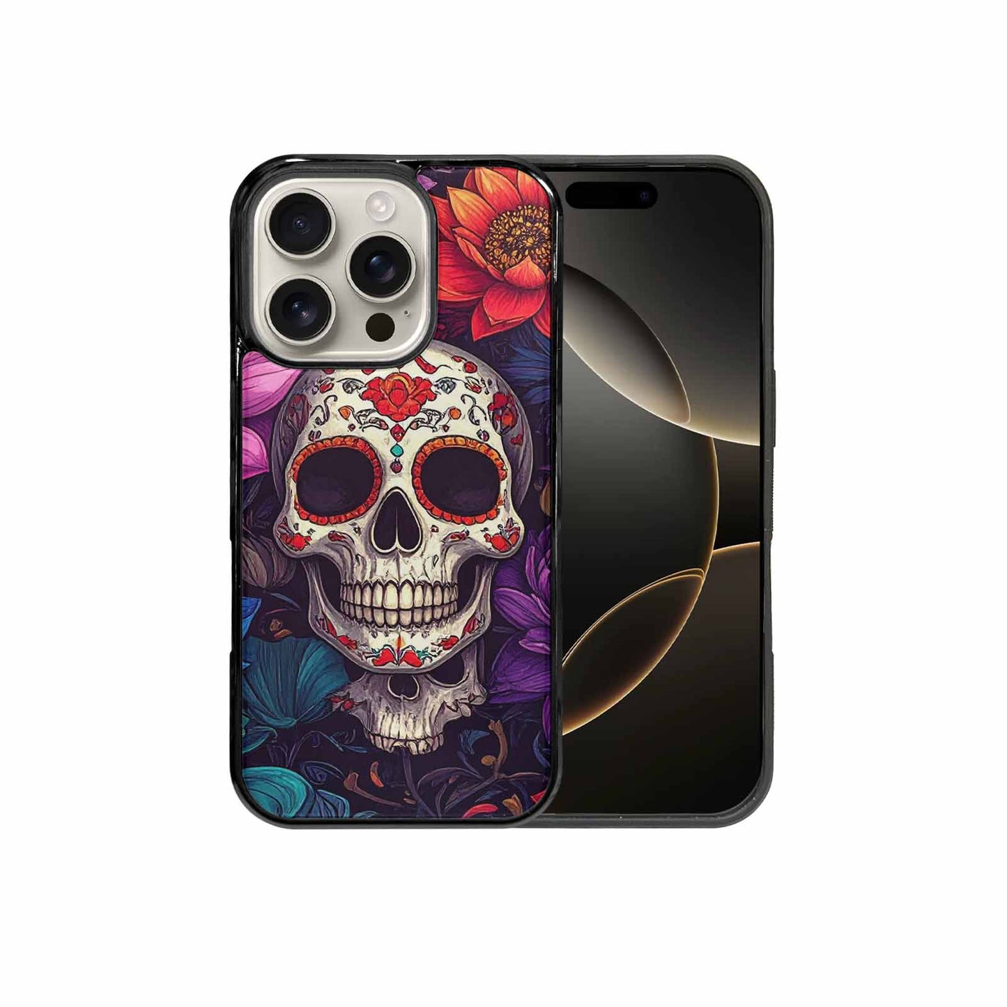 iPhone 16 Pro Case — Lotus Skulls, Custom Made Phone Cover
