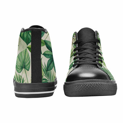 WOMEN'S Seven-Point Palmate Leaf High Top Canvas Vibrant Chaos Sneakers