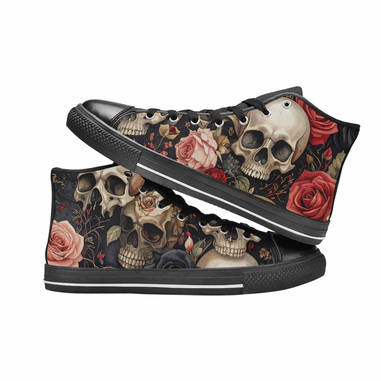 MEN'S Skulls - Roses High Top Canvas Surreal Custom Sneakers