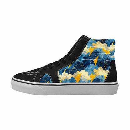 WOMEN'S Lightning Bolt High Top Canvas Grunge Custom Sneakers