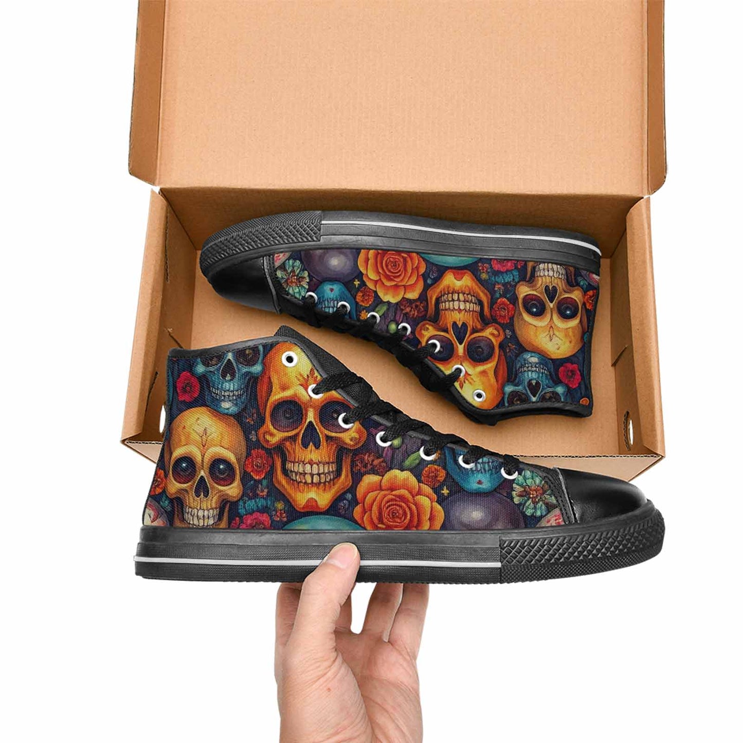 MEN'S Skull High Top Canvas Vivid Custom Shoes