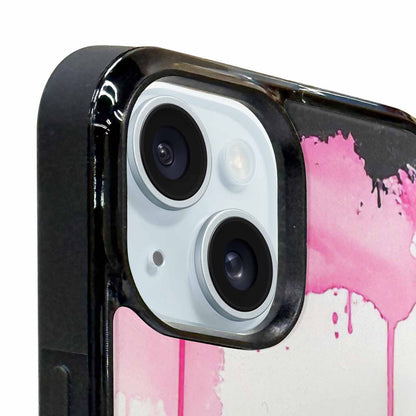 iPhone 15 Plus Case — Sunflower Burst Black Pink Ink Sunflowers, Customized Protective Case