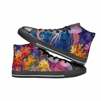 MEN'S Fish Scale Coral High Top Canvas Neon Fantasy Shoes