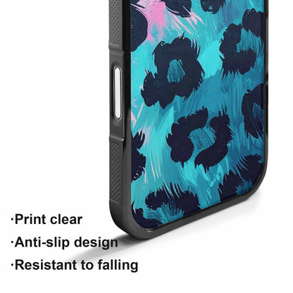 iPhone 17 Case — Leopard Neon Pink Teal Airbrush Animal, Customized Protective Case