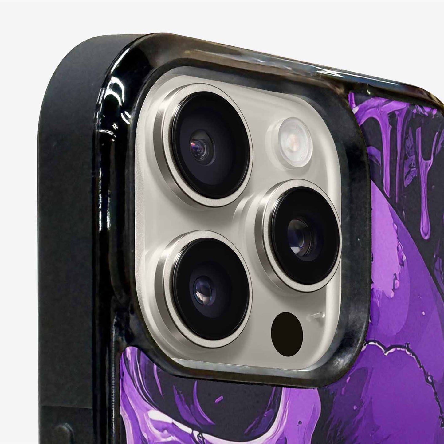 iPhone 16 Pro Case — Monochrome Purple Skeletons Neon Drip Melting, Custom Print Case Cover