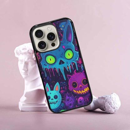 iPhone 16 Pro Case — Mixed Toxic Glow Creature Pattern Hundreds, Custom Print Case Cover