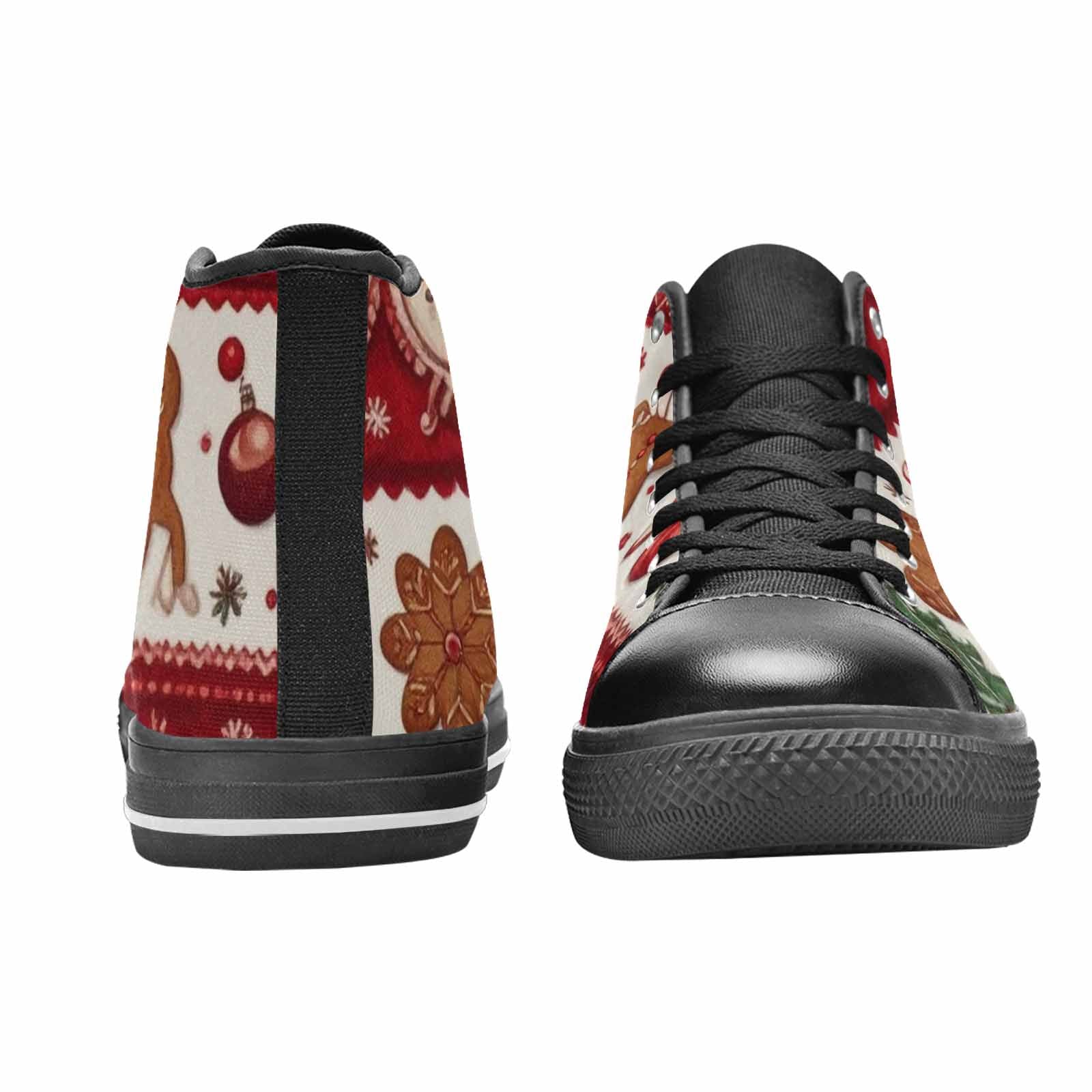 WOMEN'S Christmas Holly Snowflake High Top Canvas Vibrant Chaos Custom Sneakers