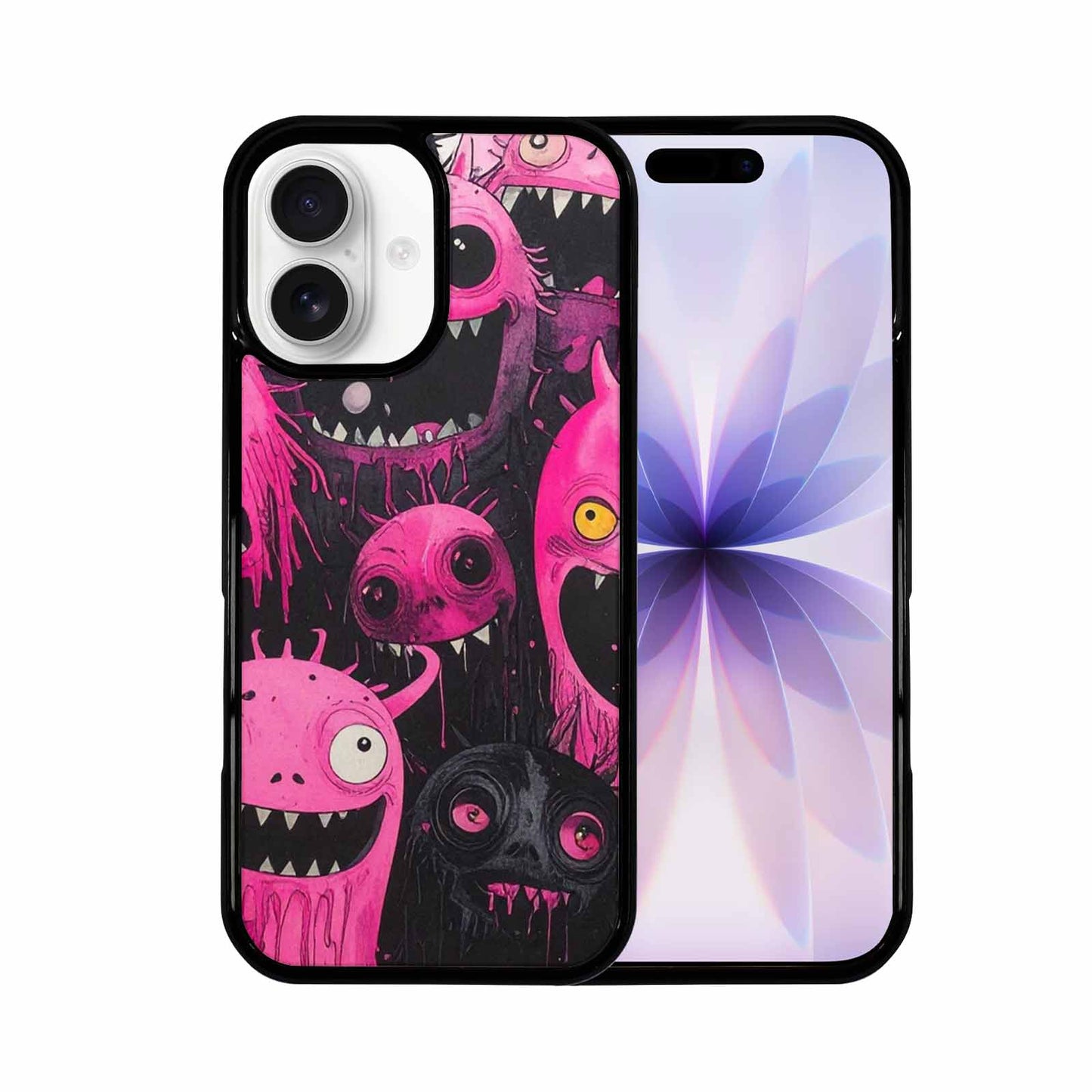 iPhone 17 Case — Black &amp; Pink Ink Cartoon Cute, Custom Printed Phone Case