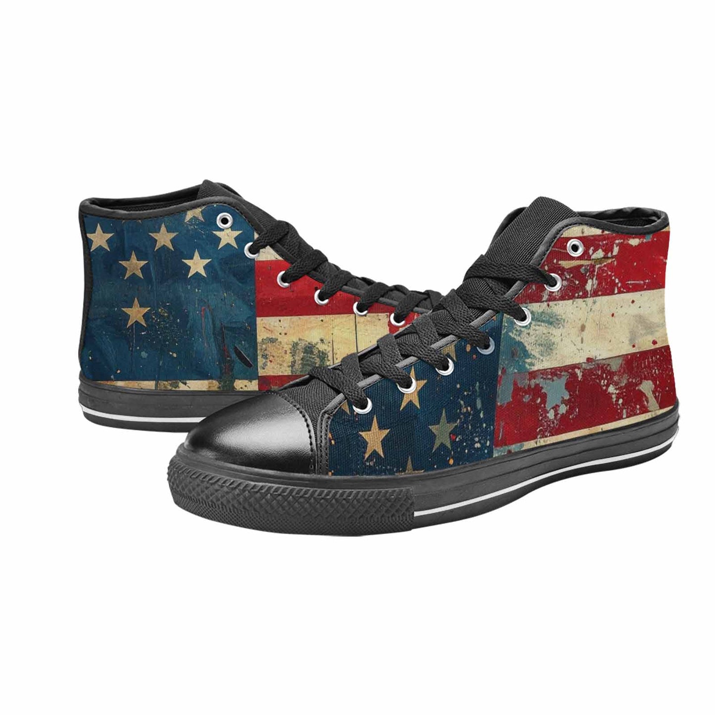 MEN'S American Flag Stars High Top Canvas Neon Fantasy Custom Sneakers