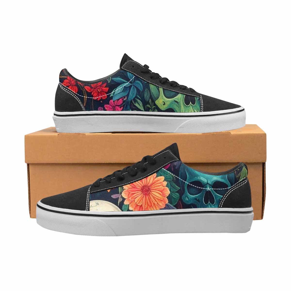 WOMEN'S Skulls  Botanical Skulls Lace-Up Canvas Dreamcore Custom Shoes