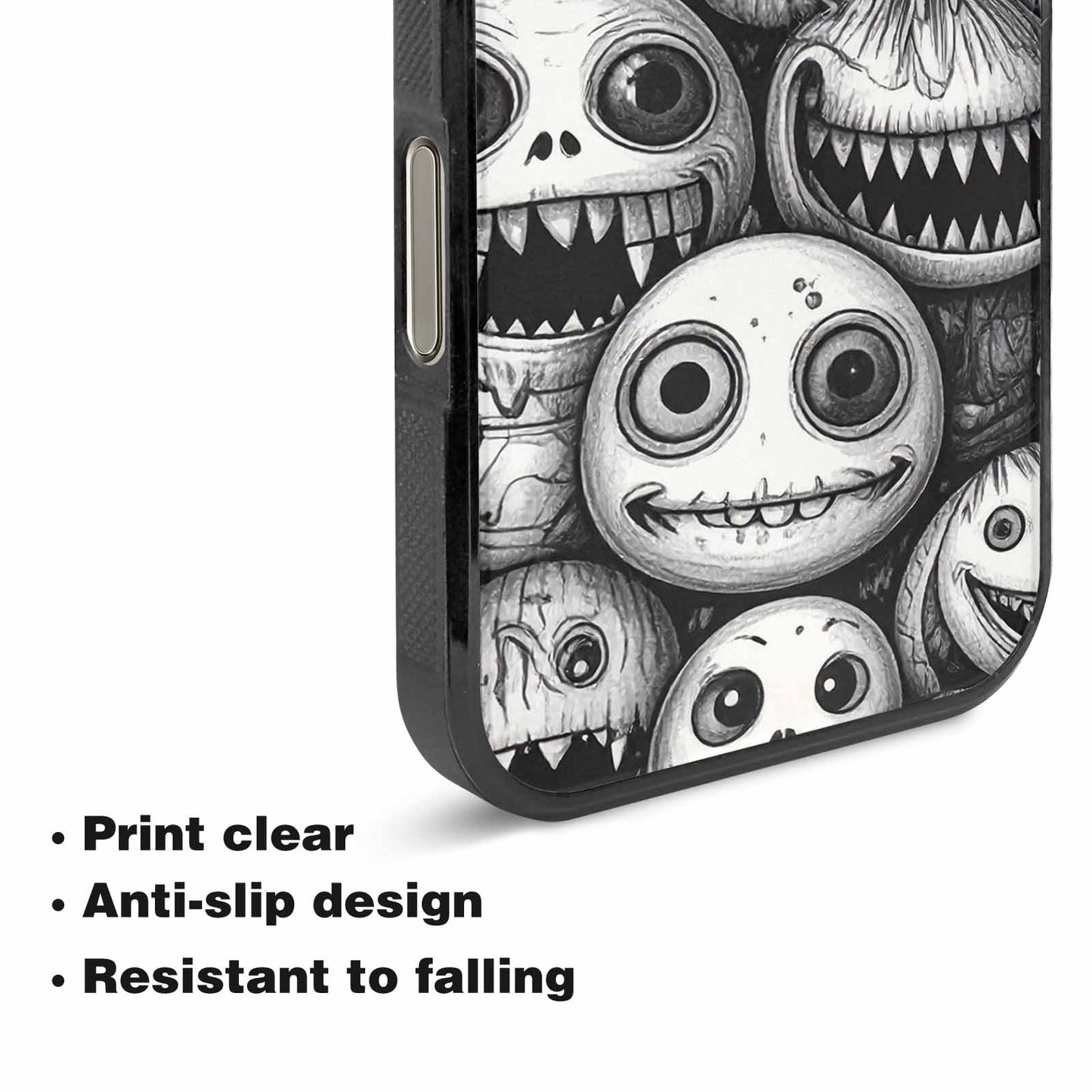 iPhone 16 Pro Case — Black And White Monster Face Collage, Personalized Phone Case