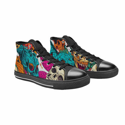 MEN'S Snake Print Skull High Top Canvas Cottagecore Custom Sneakers