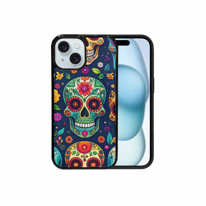 iPhone 15 Case — Rainbow Sugar Skull Weave, Personalized Phone Case