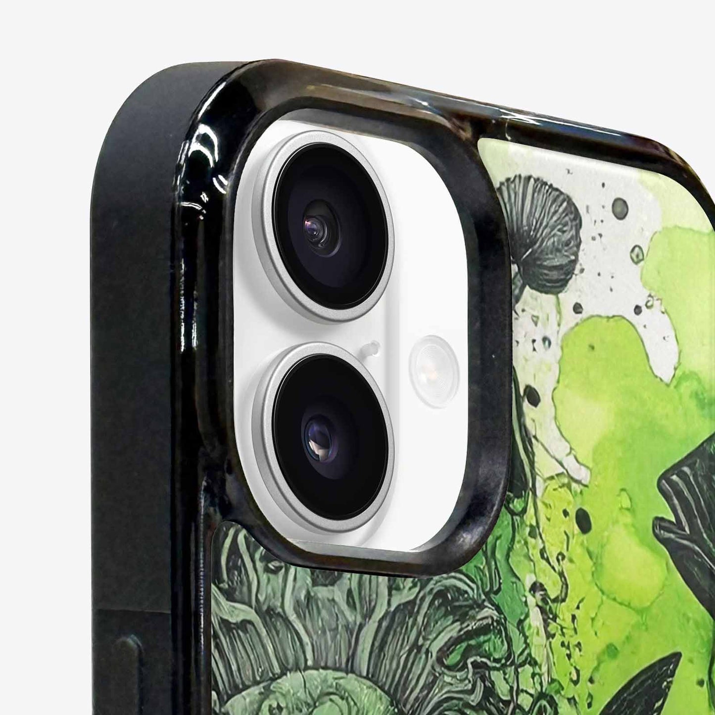 iPhone 16 Case — Sea Creature Burst Black Green Ink, Custom Phone Case
