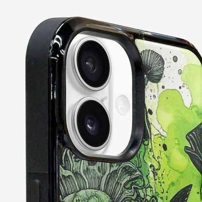 iPhone 16 Case — Sea Creature Burst Black Green Ink, Custom Phone Case