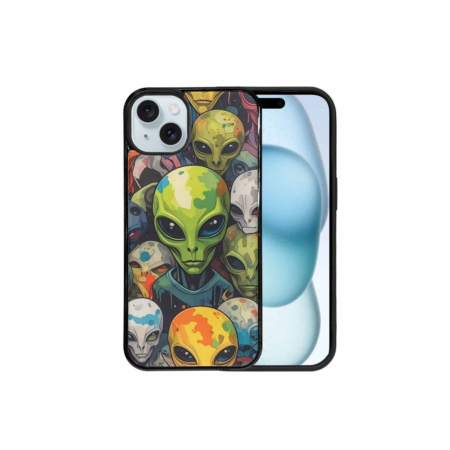 iPhone 15 Plus Case — Aliens Camo Aliens Pattern Hundreds Of, Custom Designed Case Cover