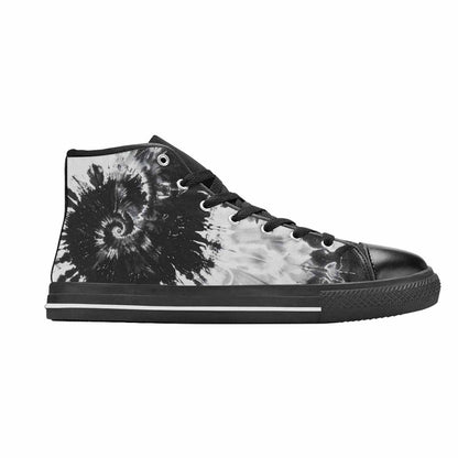 MEN'S Tie Dye Acid Wash Black White High Top Canvas Cottagecore Sneakers