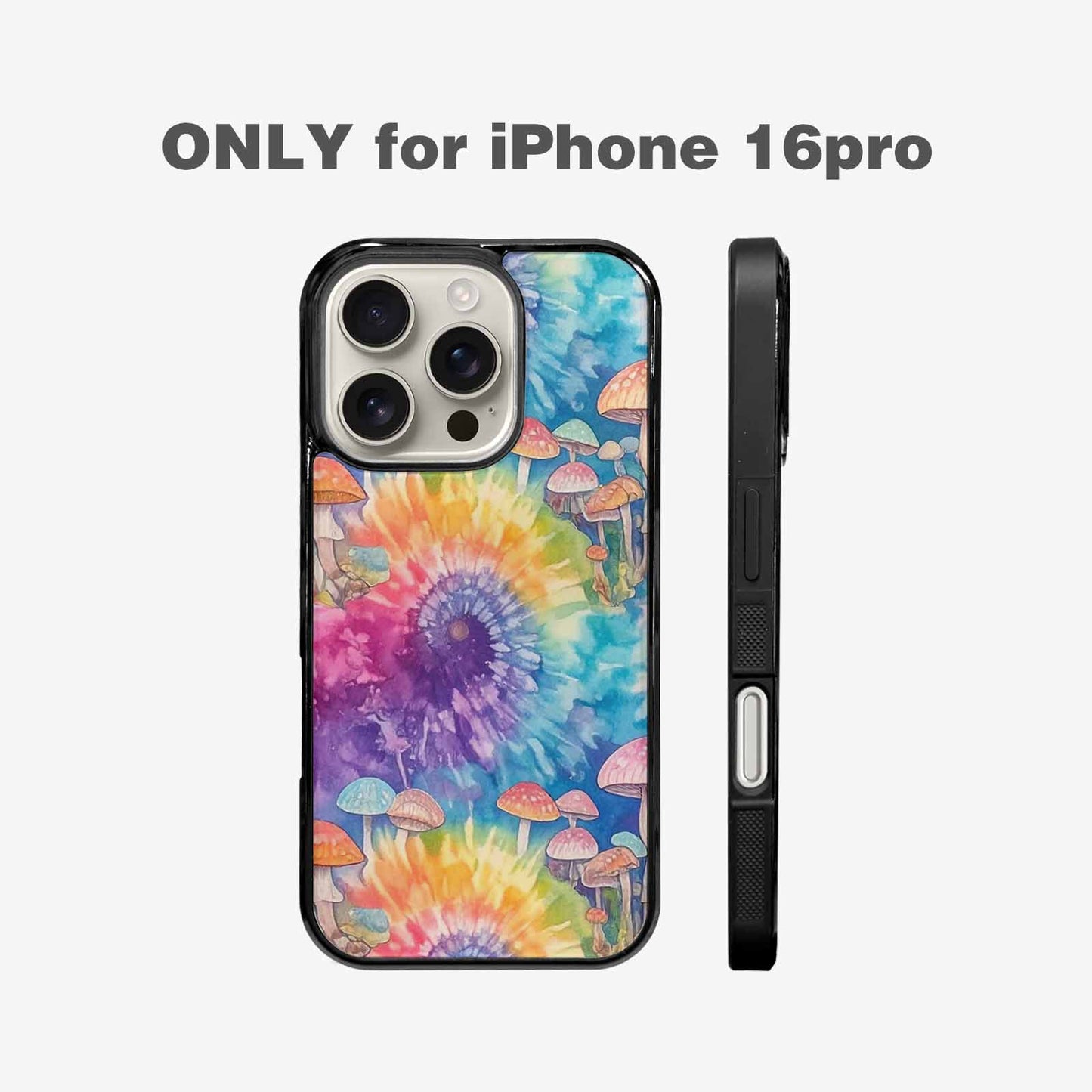 iPhone 16 Pro Case — Mushrooms Tie Dyemushrooms Pat 9i2, Custom Print Case Cover