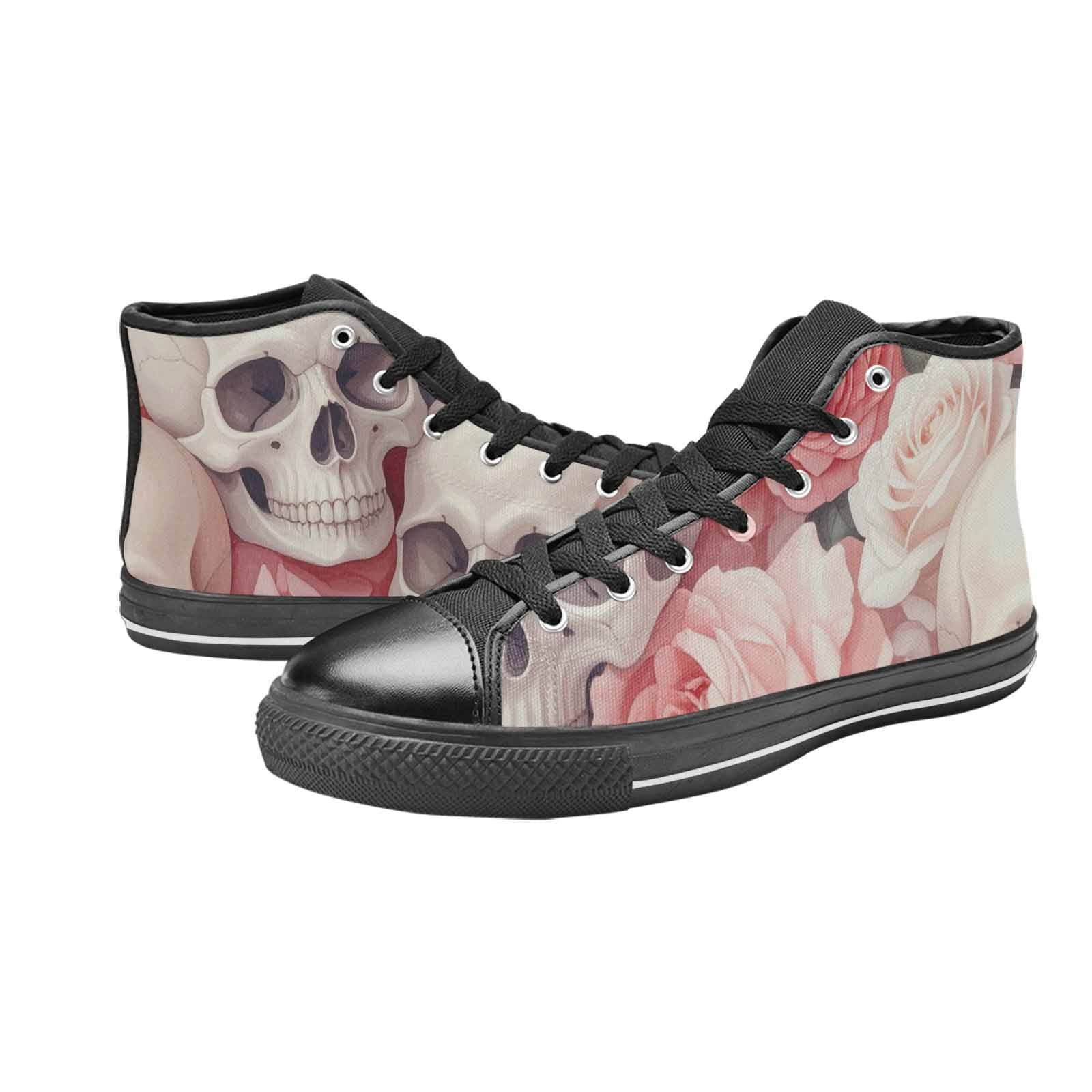 WOMEN'S Skulls Roses Soft Airbrush High Top Canvas Y2K Custom Shoes
