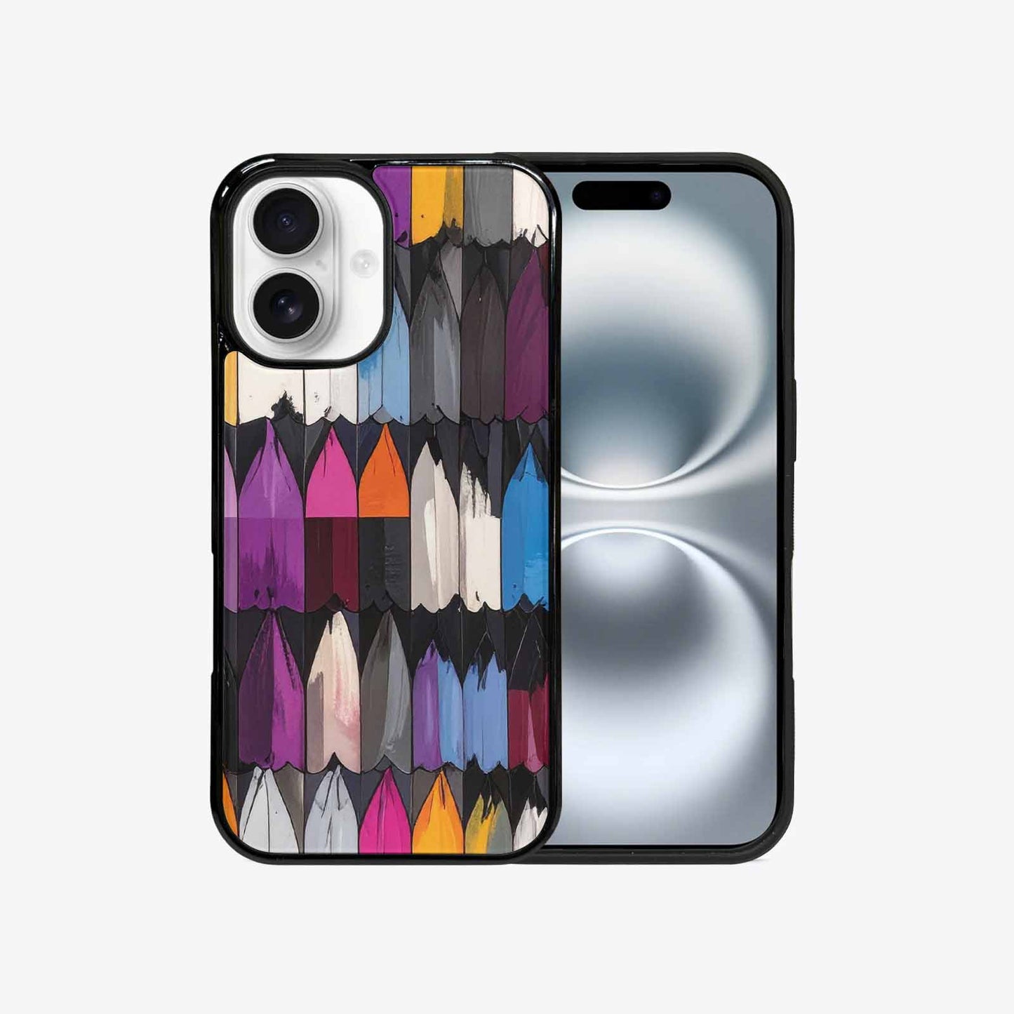 iPhone 16 Case — Asexual Flag Color Theme Small Rainbow, Custom Designed Case Cover