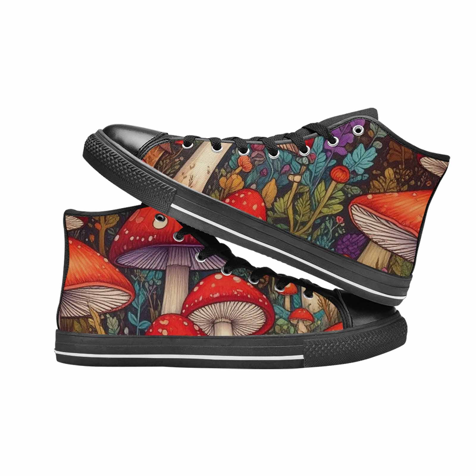 MEN'S Mushroom High Top Canvas Neon Fantasy Custom Sneakers