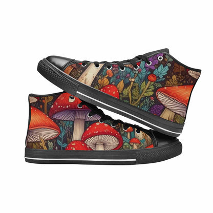 MEN'S Mushroom High Top Canvas Neon Fantasy Custom Sneakers
