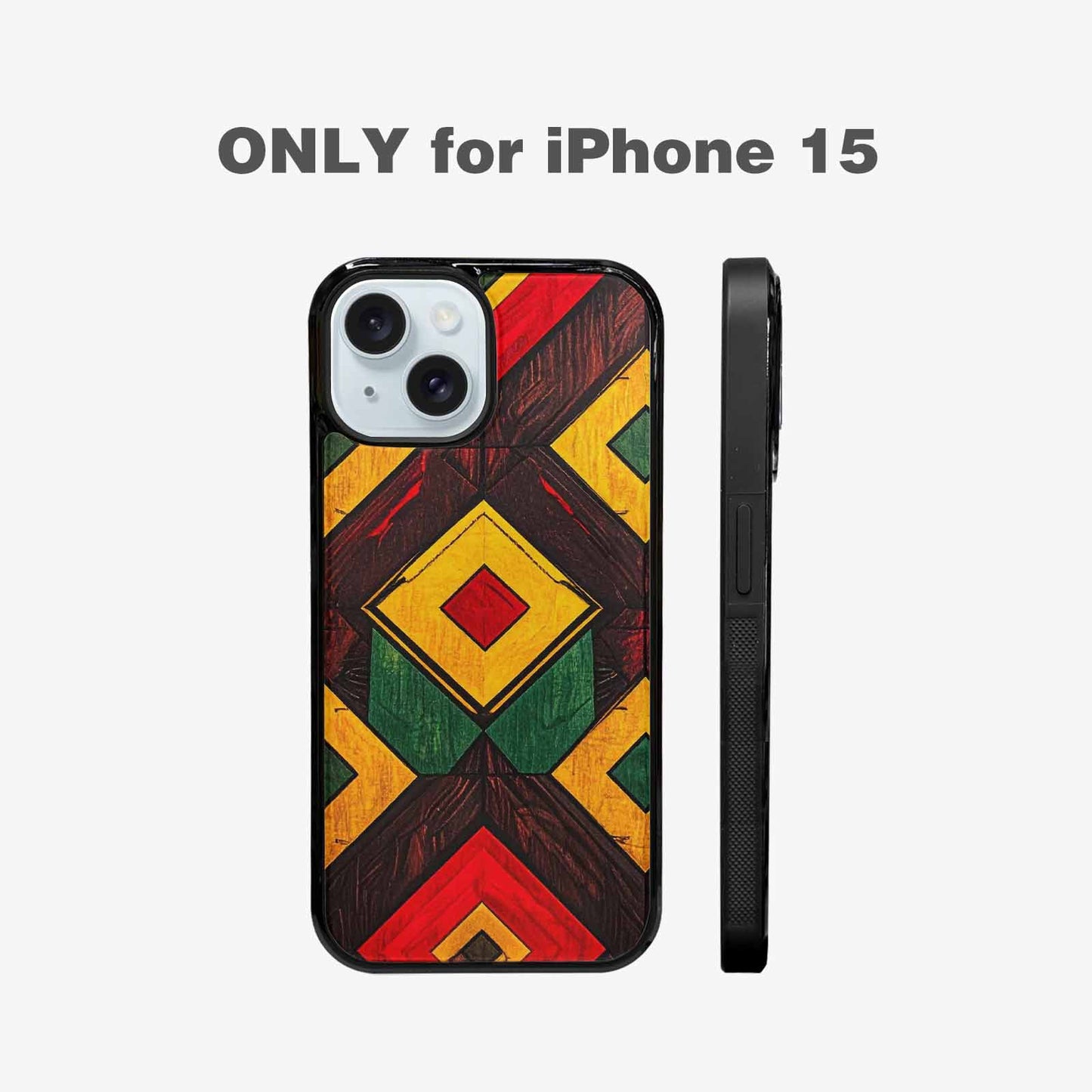 iPhone 15 Case — African Kente Cloth Inspired Pattern Geometric, Custom Made Phone Cover