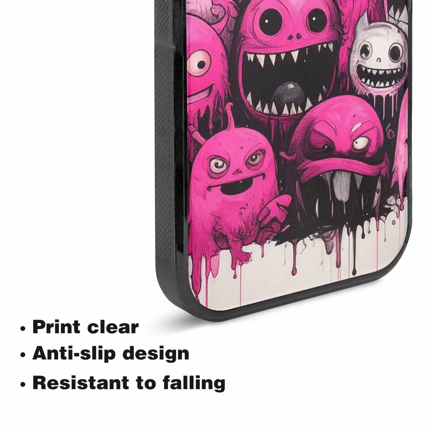 iPhone 15 Plus Case — Monsters General Black Pink Ink Cartoon, Personalized Phone Case