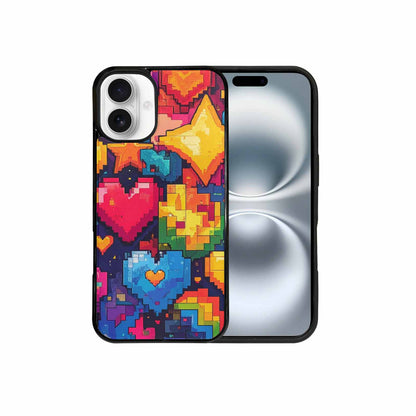 iPhone 16 Plus Case — Pixel Art 8 Bit Burst Pattern, Custom Phone Case